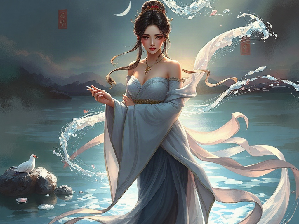 AI【西施】異世界版角色提示詞：異世界浣紗傾國美人角色生成範例