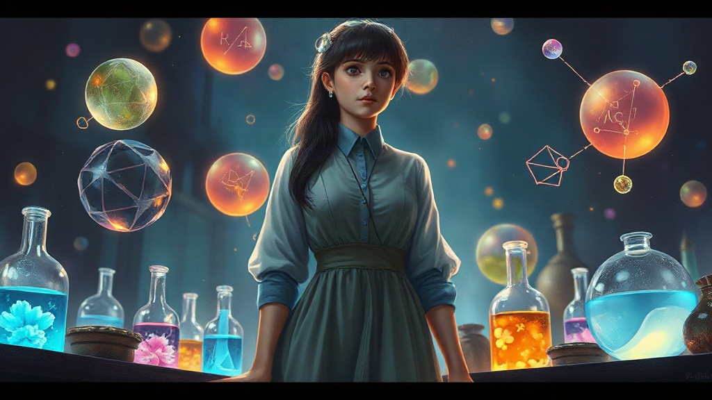 AI【居禮夫人】異世界版角色提示詞：異世界魔法研究者角色生成範例