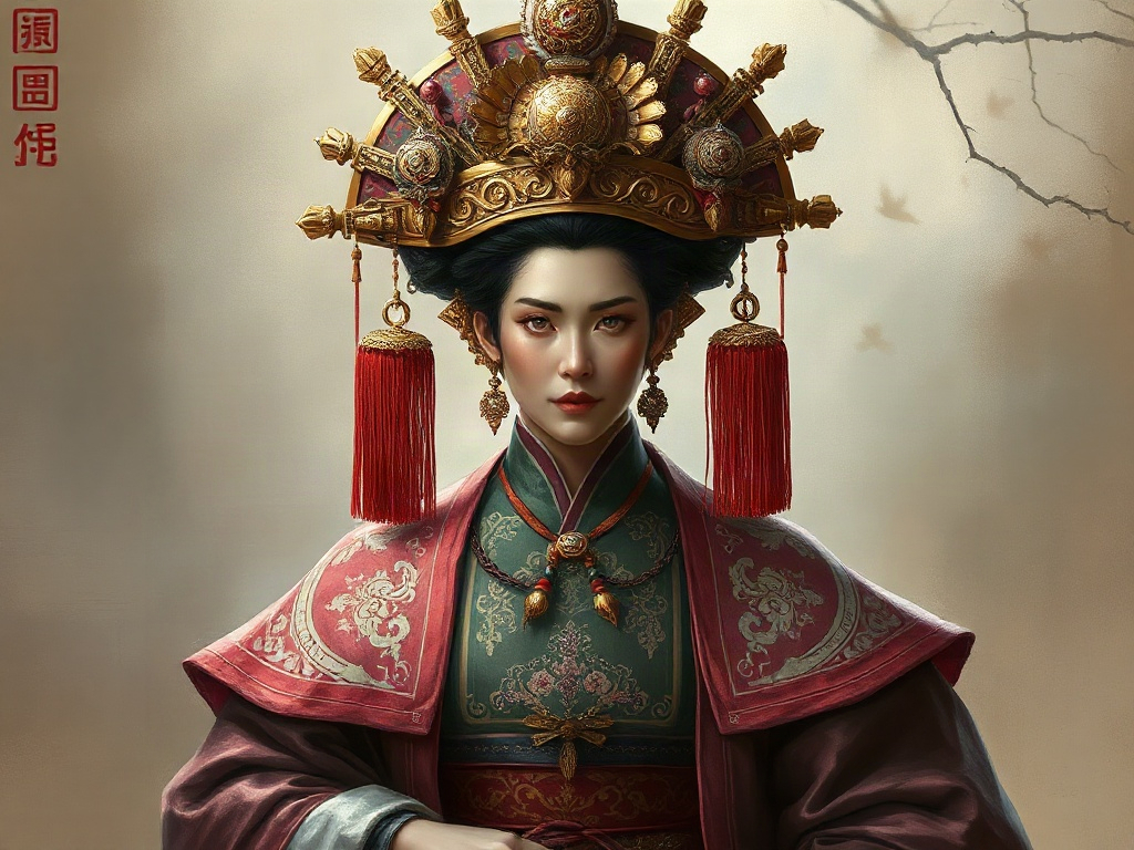 AI【慈禧太后】異世界版角色提示詞：異世界垂簾女主角色生成範例