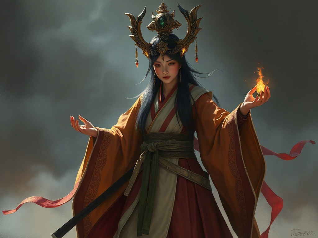 AI【卑彌呼】異世界版角色提示詞：異世界巫女女王角色生成範例