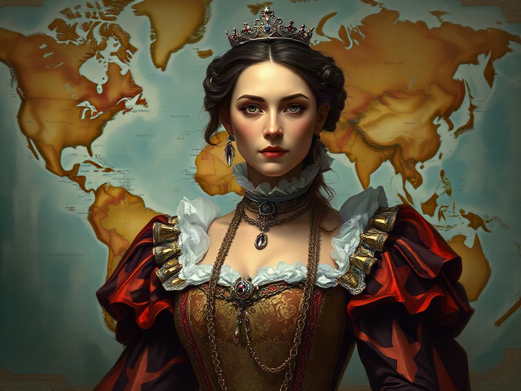 AI【維多利亞女王】異世界版角色提示詞：異世界日不落女皇角色生成範例