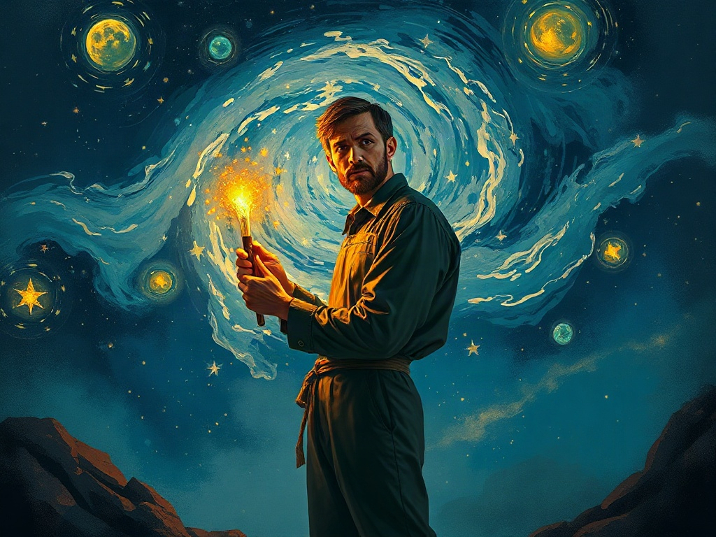 AI【梵谷】異世界版角色提示詞：異世界星夜畫家角色生成範例