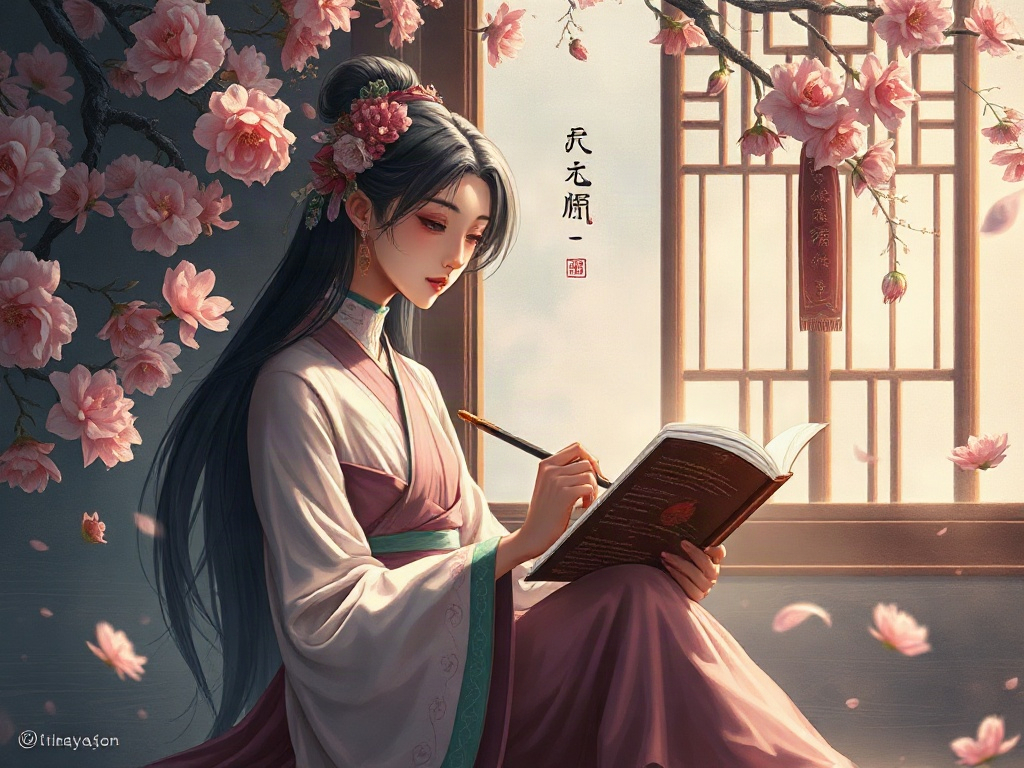 AI【李清照】異世界版角色提示詞：異世界婉約詞人角色生成範例