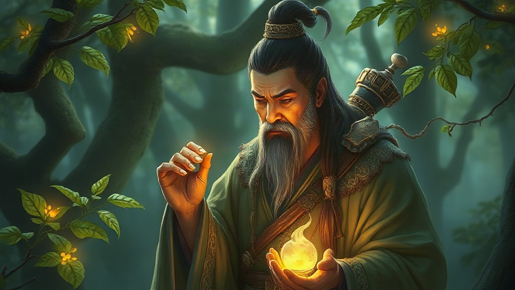 AI【神農氏】異世界版角色提示詞：異世界嚐百草神農角色生成範例