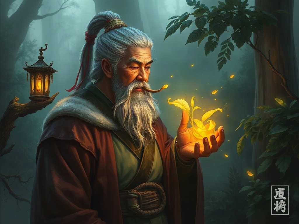 AI【神農氏】異世界版角色提示詞：異世界嚐百草神農角色生成範例