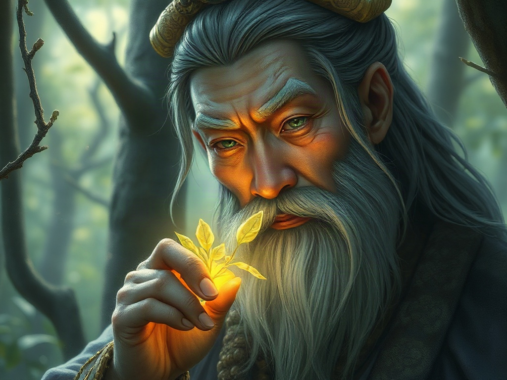 AI【神農氏】異世界版角色提示詞：異世界嚐百草神農角色生成範例