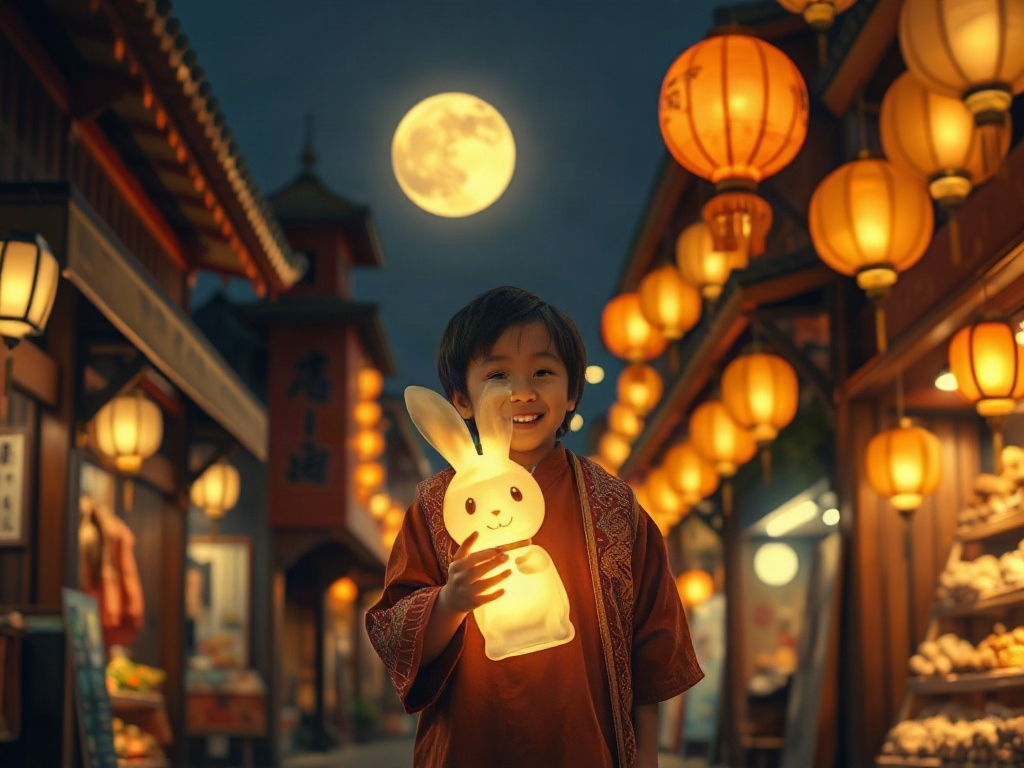 AI 中秋節案例：燈籠祈福夜市